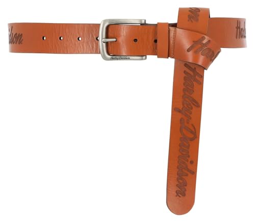 Harley-Davidson Women's Long Tail Laser Etch Genuine Leather Belt – Cashew2