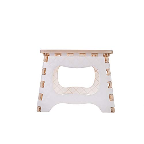 TT&CC Folding Step Stool, 4 Legged Sturdy Outdoor Footstool Skid Resistant Plastic Change Shoe Bench Lightweight Stool Great For Travel-beige 24x18x19cm(9x7x7inch)