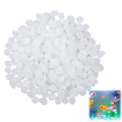 300 Piezas Piedras Luminosas, Piedras Decorativas Luminosa Jardin, Piedra Luminosa, Guijarros Decorativos Fluorescentes para Jardín, Macetas y Senderos, Sostenibles y Ecológicas (Blanco)