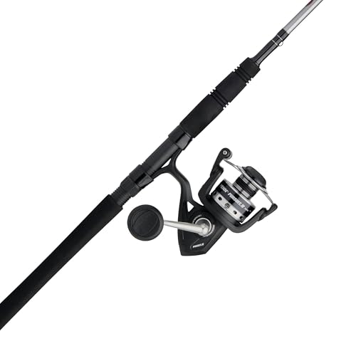 PENN 8’ Pursuit IV 2-Piece Fishing Rod and Reel (Size 4000) Surf Spinning Combos, 8’, 2 Graphite Composite Fishing Rod with 5 Reel, Durable and Lightweight, Black/Silver