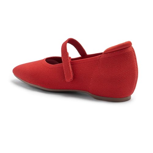 Image of Cusolemore Mary Jane Flat Shoes for Women with Arch Support and Concealed Low Wedge Heel, Comfortable Women Square Toe Ballet Flats Knit Dress Shoes