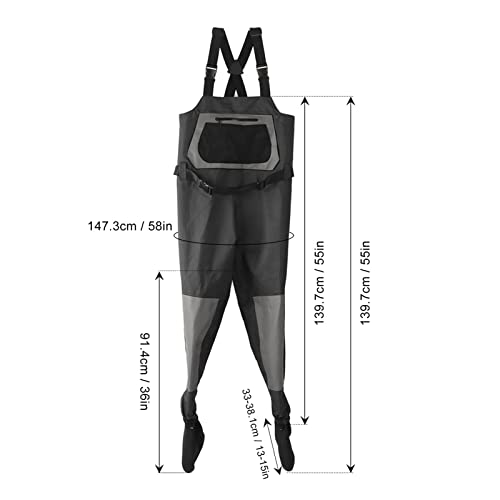 Tefola Wader, Hip Wader Bootfoot Borst Waders Vissen Voet Waden Broek Ademend voor Volwassenen XXL - Image 4
