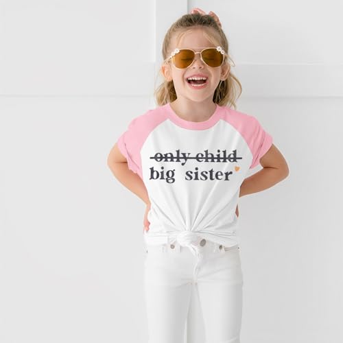 IZYJOY Big Sister Shirt Toddler Baby Girl Only Child Promoted to Big Sister Announcement Tshirt Sibling Reveal Tee Outfit3