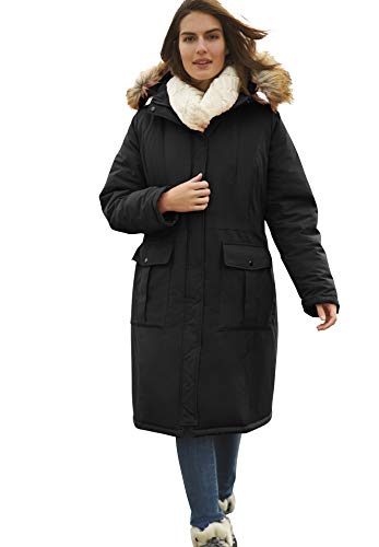 Image of Woman Within Plus Size Arctic Parka Jacket & Hood 40" Knee Length Down Blend Long Winter Coat - 30/32, Black