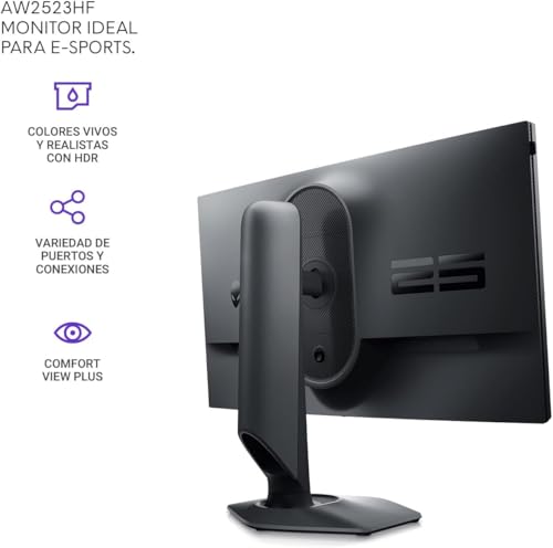 Image of Alienware Gaming Monitor AW2523HF 24.5'' IPS LED FHD 360Hz Display, AMD FreeSync Monitor (USB, HDMI),Height /Tilt /Swivel /Pivot Adjustability, Dark Side of The Moon with HEX Accessories