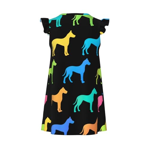 Augenstern Flutter Sleeve Nightgown Pajama Gown Neon Dog Silhouette Easy Pull-On Sleepwear Nightdress2