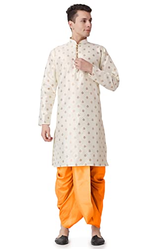 Image of Royal Kurta Men's Silk Blend Printed Kurta Dhoti Set