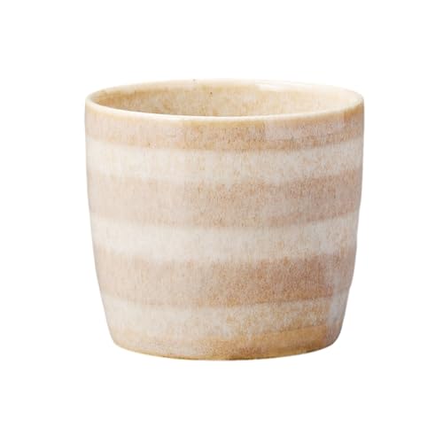 エールネット(Ale-net) 湯呑 煎茶碗 千茶碗 7.5×6.5cm 200cc だんだん湯呑 ベージュ 電子レンジ対応 美濃焼 日本製
