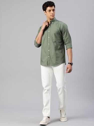 Image of Majestic Man Men's Solid Pure Cotton Casual Shirt - Slim Fit | Full Sleeves | Soft & Breathable Fabric