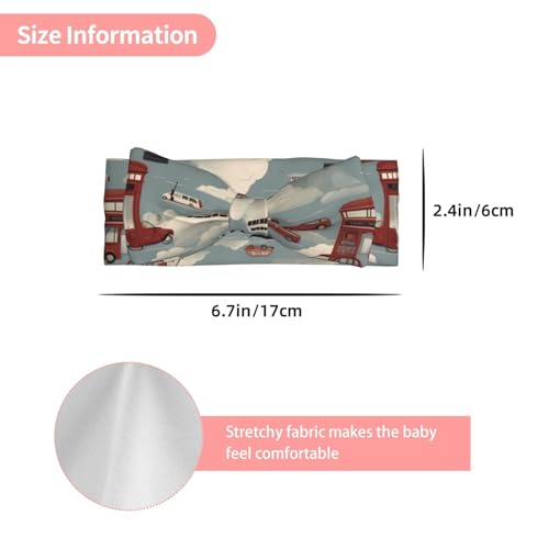 Newborn, Baby, Toddler Hair Accessories, Car in the Cloud Bow Hair Accessories, Kids Elastic Bow Headband 0-6 Months3