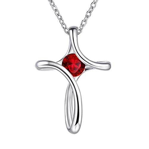 NINAMAID Cross Birthstone Necklace