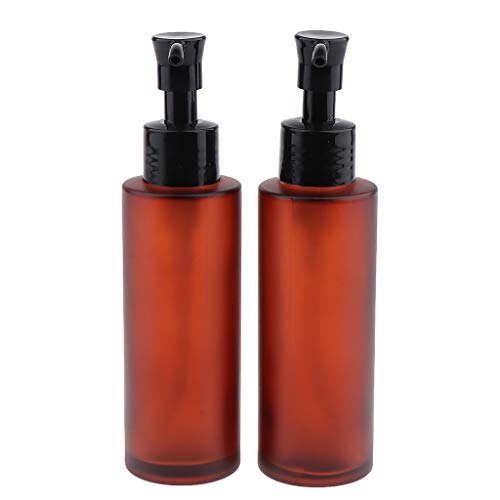 MERIGLARE 2x Botellas De Recarga Vacías, Botellas De Dispensador De Bomba De Loción, Viaje - Marron oscuro 100ml Cover