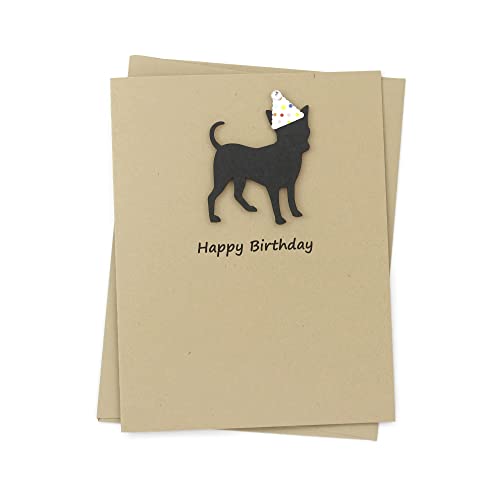 Chihuahua Birthday Card | Handmade Black Dog Chi-chi Birthday Greeting Card | Party Hat | Pet Birthday