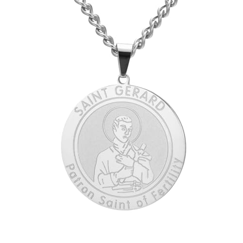 Collier Saint Gérard en argent ciselé : médaille de fertilité et maternité haut de gamme