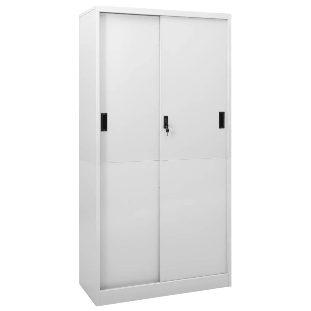 vidaXL Büroschrank mit Schiebetür Aktenschrank Büromöbel Metallschrank Stahlschrank Lagerschrank Universalschrank Schrank Hellgrau 90x40x180cm Stahl