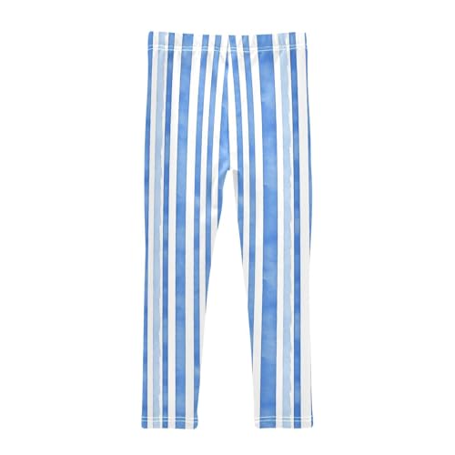 Navy Blue and White Stripes Kids Baby Girls Athletic Leggings Fashion High Waisted Pants Exercise2