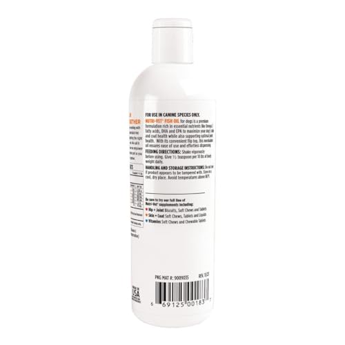 Nutri-Vet Fish Oil - Dog Skin & Coat Supplement - Omega 3 Fish Oil - Promotes Joint Health - 12oz