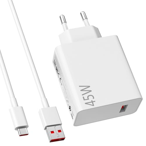 45W Caricatore e Cavo USB C per Xiaomi Redmi Note 15 Pro 14 Pro 5G 6A Rapida Ricarica Adattatore di Caricatore USB e 1 Metro Ricarica Cavo Tipo C per Xiaomi Poco X7 M7 Pro M6 Pad 7 8 per Redmi K80