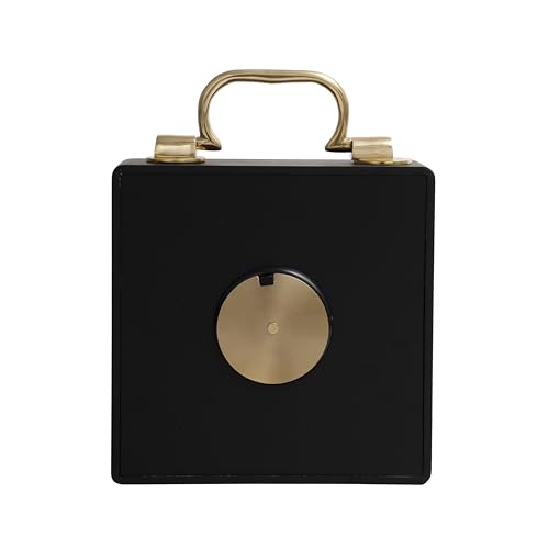 Image of Decor de Maison Brings Handcrafted Cubekeeper Table Clock for KidsRoom, Living Room, Bedroom, Study Table | Classic Non-Ticking Tabletop Battery Operated Analog Desk Clock (Gold)