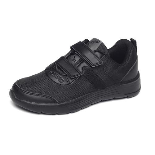 Image of Plaeto Aspire Unisex Black School Shoes for Boys and Girls | Uniform Shoes for Kids | Tilt Lace up Closure, Breathable Upper | Multiplay Sports Shoes - Girl | Boy | Child | Kids School Shoes Black