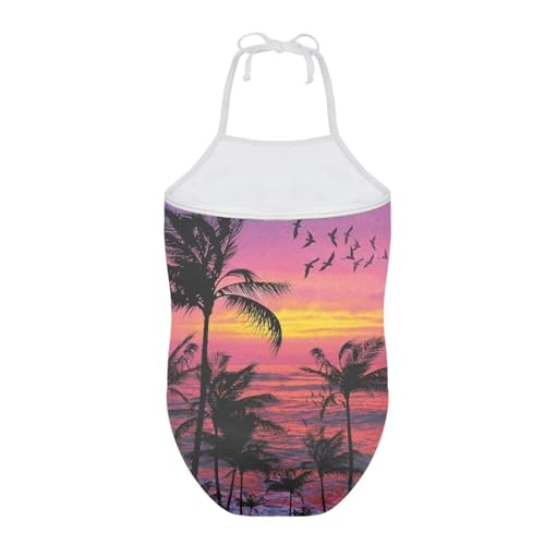 Image of Girls One Piece Swimsuit Beach Bathing Suit Toddler Floral Halter Straps Swimwear for 1-10 Years