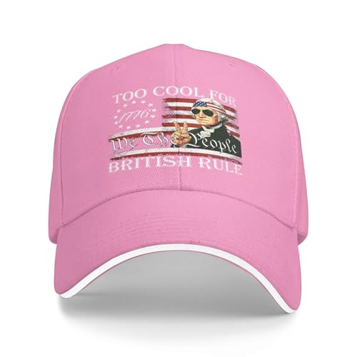 Antaa Too Cool for British Rule Hats George-Washington Meme 4th of July Baseball Cap Pink