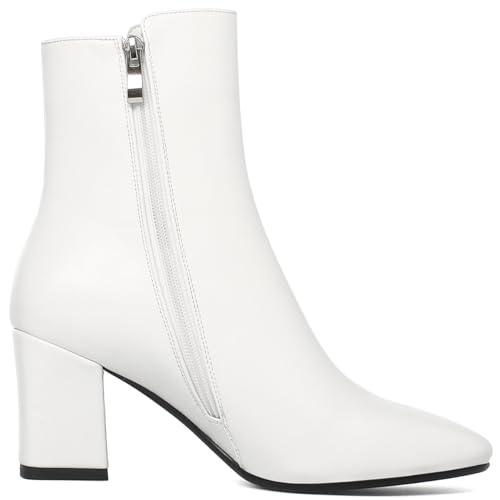 Image of Caradise Womens Chunky Block Heel Booties Zip Up Square Toe Ankle Boots