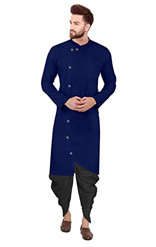 Image of Trustous Mens Cross Kurta Dhoti Set In Cotton