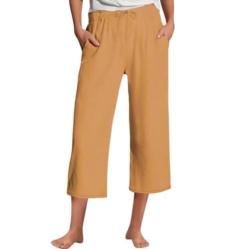 Pantalon en lin femme anti-chaleur coupe fluide de bureau