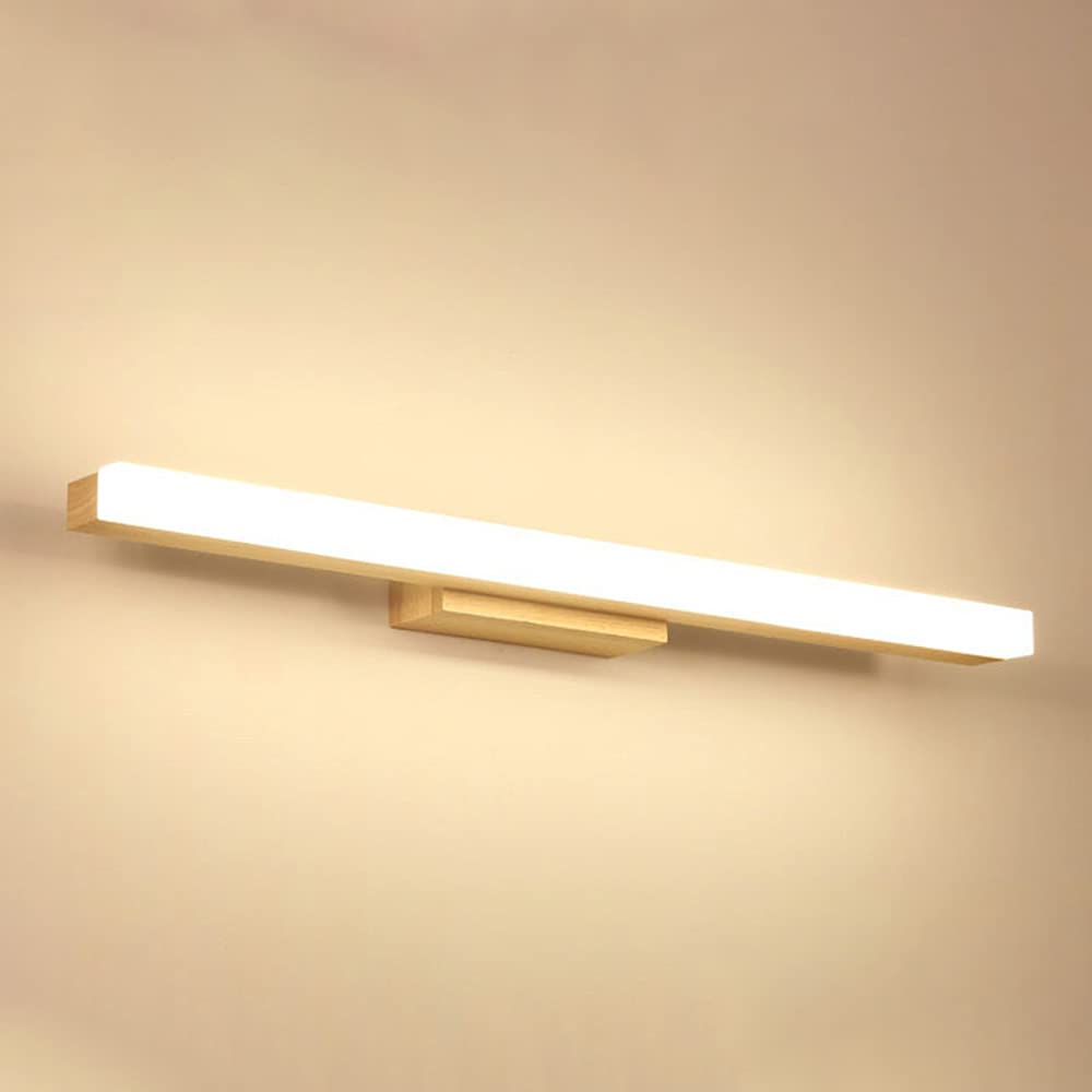 HYJAUSXB Wood Wall Lamps for Bathroom丨Contemporary Scanvian Wooden LED Vanity Lighting Decor丨Bedroom Mirror Cabinet Powder Room Corridor 3000K Warm White Light Fixture Sconces (40cm)