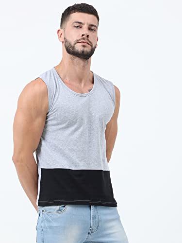 Image of Ideation Men's Cotton Round Neck Color Block Sleeveless T-Shirt