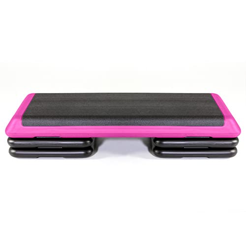 The Step Original Aerobic Platform, Health Club Size Steppers for Exercise with 4 risers for adjustable Home Workout,Pink