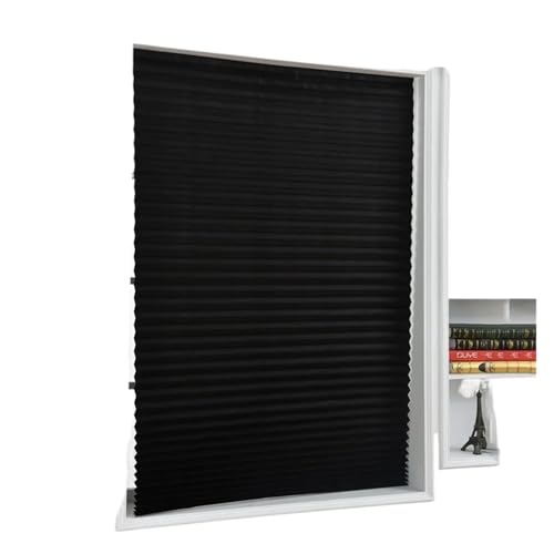 Persianas Plisadas Autoadhesivas, Cortinas Opacas for Cocina, baño, balcón, Ventanas de café/Oficina para Dormitorio y Hoga(Black,150x60cm)