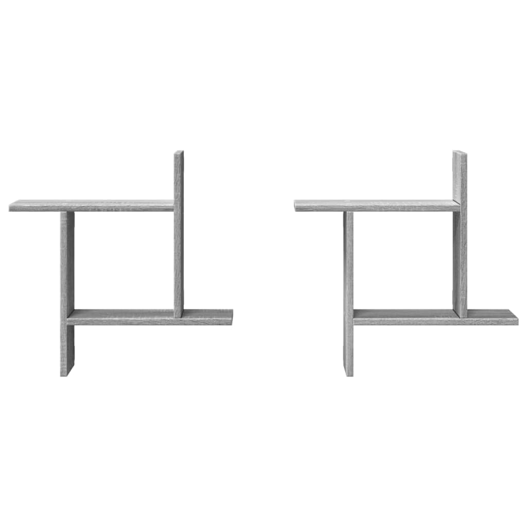 Juego de 2 estanterías de pared, color gris, 50 x 12 x 50 cm, material de madera, diseño moderno, robusto, para salón, pasillo y baño
