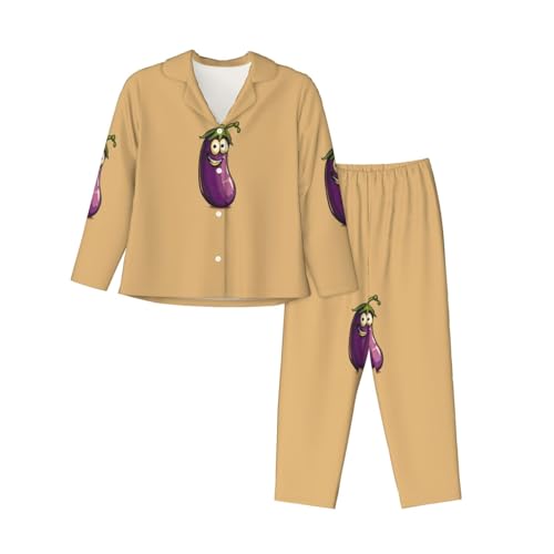 Pyjama assorti à manches longues aubergine, le cadeau d'anniversaire idéal