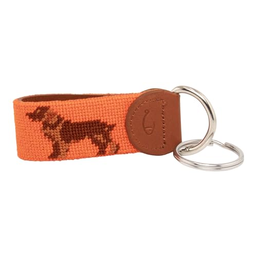 Image of Leather Hand-Stitched Needlepoint Key Fob or Key Chain
