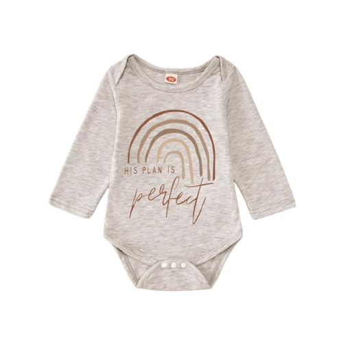 Image of GLIGLITTR Newborn Baby Boy Girl Bodysuit Answered Prayer Rainbow Onesie Romper Pregnancy Announcement Jumpsuit Outfit Clothes