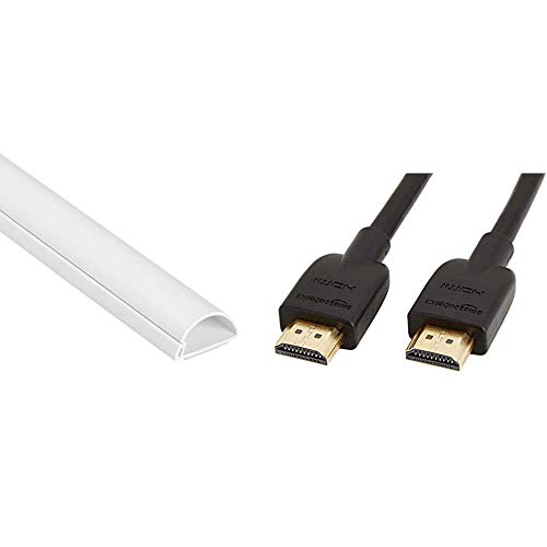 1M3015W Mini Kabelkanal zur Kabelführung | Kabelleiste - 30x15 mm, 1 m Länge - Weiß & AmazonBasics Hochgeschwindigkeits-HDMI-Kabel 2.0,