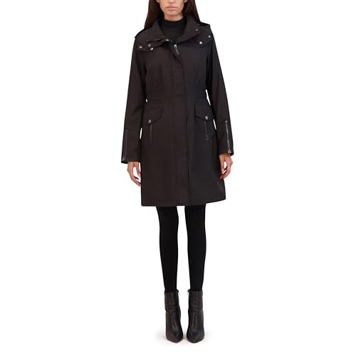 Kenneth Cole Women's Midweight Pearlized Water Resistant Rain Anorak Coat