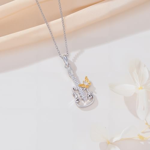 Violinist Necklace Sterling Silver Music Crystal Jewelry Saxophone Cello Violin Piano Flute Music Note Necklace Music Gifts for Women Girl Daughter3