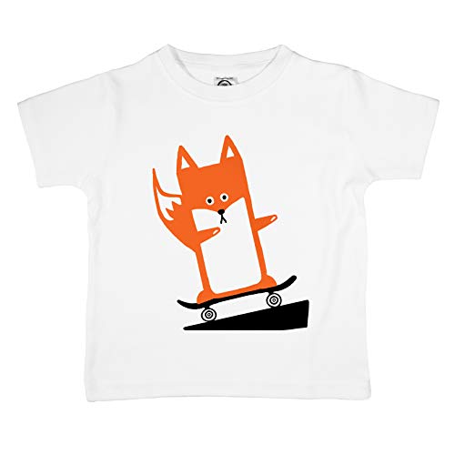 The Spunky Stork Youth Tween Boys Funny Skateboarding Fox Organic Toddler Shirt