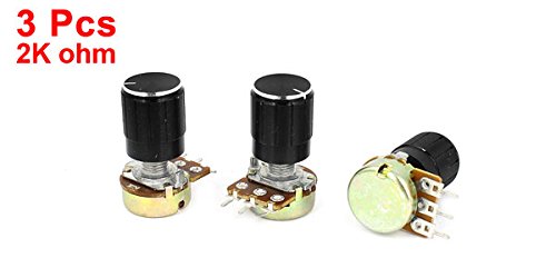 Miniatura 2 de uxcell a15011600ux0229 Potenciómetro rotatorio lineal cónico de 3 piezas 2K Ohm, olla B2K de 2 KB