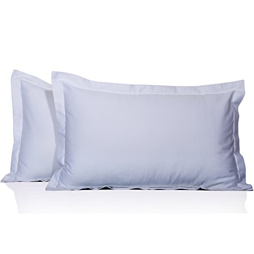 BudgetLinen 2pcs Couleur Unique Taie d'oreiller Paire(Blanc, Oxford King 50 X 90 CM) 100% Coton-d'Egypte Qualité Premium 400 Nombre de Fil Cover