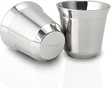 Easyworkz Stainless Steel Espresso Cup 2pcs Set Double Wall Insulated Metal Demitasse Cups 5 oz