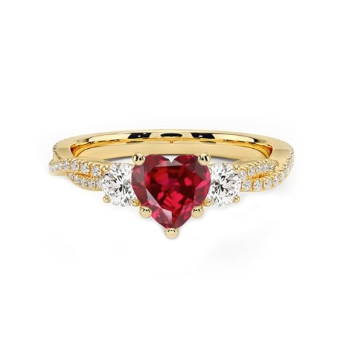 10K 14K 18K Gold 3 Stone Ruby Engagement Rings for Women 2CT Ruby Infinity Twisted Rings Promise Wedding Anniversary Ring for Her Size 4-15