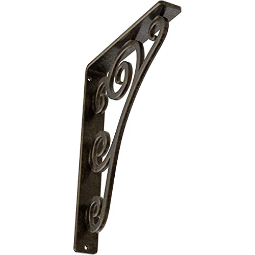 Eke Millwork Bktm01X07X10St Pg Bktm01X07X10St Pg Metal Bracket, 1 1/2"W X 7 1/2"D X 10"H, Antiqued Pale Gold #TOP13