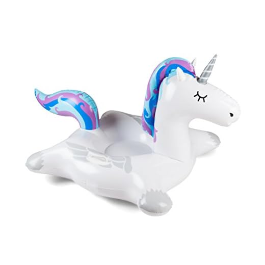 BigMouth Inc. Unicorn Snow Tube - 4 ft. Wide Inflatable Snow Tube with Easy Grip Handles, Made of Durable Vinyl with Welded Seams - Makes a Great Gift