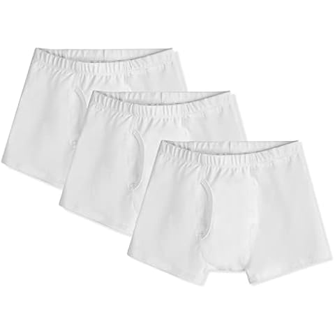 Mightly Boys' Boxer Briefs | Organic Cotton Soft Underwear Set for Toddlers and Kids, Elastic and Comfort Underpants, Multi-Pack Shorts, Tagless, Fair Trade Certified 3-Pack, White, 5 Cover