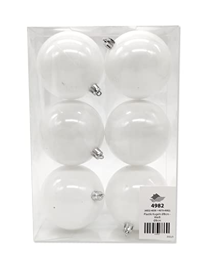 Kunststoff Weihnachtskugel Ø 8cm weiß Deko Kugel Christbaumschmuck...