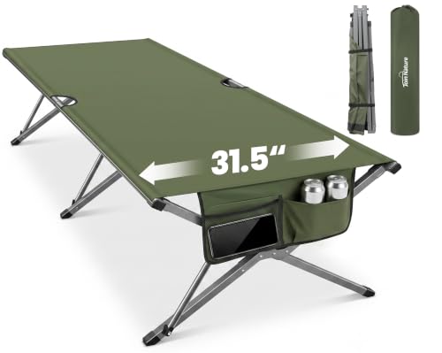 Image of Join Nature Oversized Camping Cot Foldable for Adults, Supports 450 lbs | Easy-to-Assemble Sleeping Cot with Storage Bag, Fits Up to 6.9 ft, Portable for Outdoor Camping, 82 inch L x 32 inch W, Green